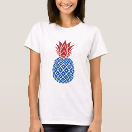 Rode witte en blauwe ananas t-shirt