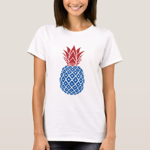 Rode witte en blauwe ananas t-shirt