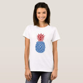 Rode witte en blauwe ananas t-shirt (Voorkant volledig)