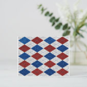 Rode, witte en blauwe Argyle, 4 juli glitter Briefkaart (Staand voorkant)