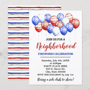 Rode witte en blauwe ballonnen buurtfeest kaart