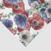 Rode, witte en blauwe bloemen tissuepapier (Detail)