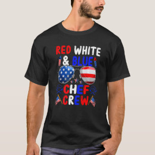 Rode witte en blauwe Chef Squad Amerikaanse vlag T-shirt