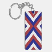 Rode, witte en blauwe Chevrons Sleutelhanger (Voorkant Links)