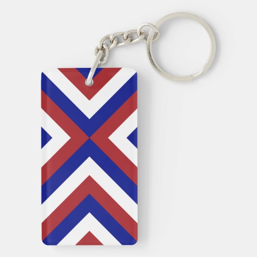 Rode, witte en blauwe Chevrons Sleutelhanger (achterkant)