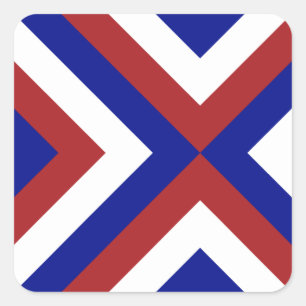 Rode, Witte, en Blauwe Chevrons Vierkante Sticker