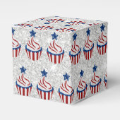 Rode, witte en blauwe cupcake, juli 4 Glitter Bedankdoosjes (Voorkant Zijde)