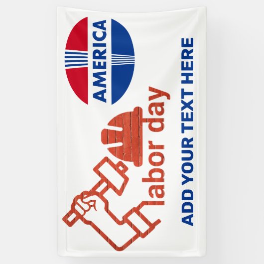 Rode Witte en Blauwe Dag van de Arbeid Spandoek (Verticaal)