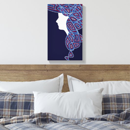 Rode, witte en blauwe dame canvas afdruk (Insitu (Slaapkamer))