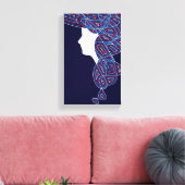 Rode, witte en blauwe dame canvas afdruk (Insitu (Woonkamer))