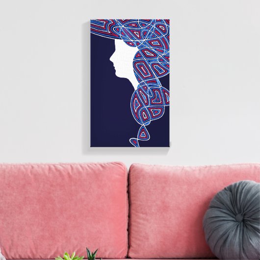 Rode, witte en blauwe dame canvas afdruk (Insitu (Woonkamer))