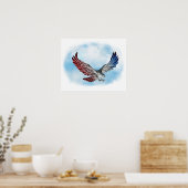 Rode Witte en Blauwe Eagle in de wolken Poster (Keuken)