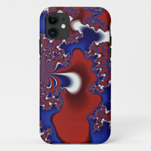 rode witte en blauwe fractale iPhone hoesje