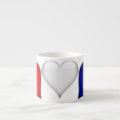 Rode, witte en blauwe glazen harten espresso kop (Voorkant)