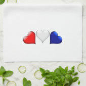 Rode, witte en blauwe glazen harten theedoek (Gevouwen)