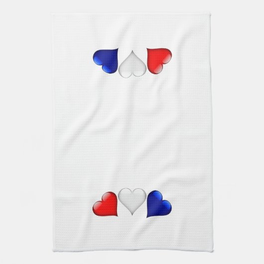 Rode, witte en blauwe glazen harten theedoek (Verticaal)