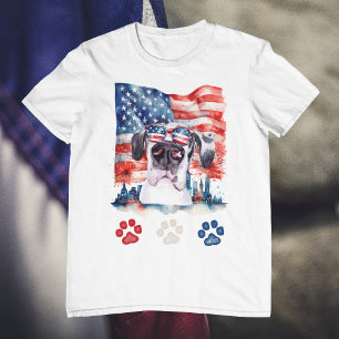 Rode Witte en Blauwe Grote Danische Hond 4 juli Hu T-shirt