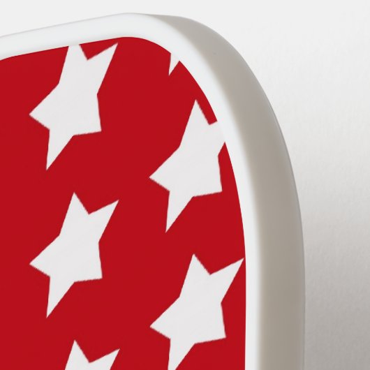 Rode, witte en blauwe handpalm pickleball paddle (Links Detail)