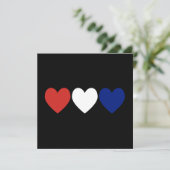 Rode witte en blauwe harten kaart (Staand voorkant)