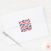 Rode, witte en blauwe harten print patroon vierkante sticker (Envelop)
