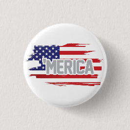 Rode witte en blauwe knop "Merica" Ronde Button 3,2 Cm
