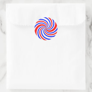 Rode, witte en blauwe kronkels ronde sticker