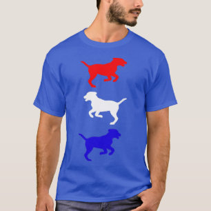 Rode witte en blauwe loophonden t-shirt