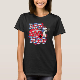 Rode Witte en Blauwe Moo Koe met Sjaal 4 Juli T-shirt