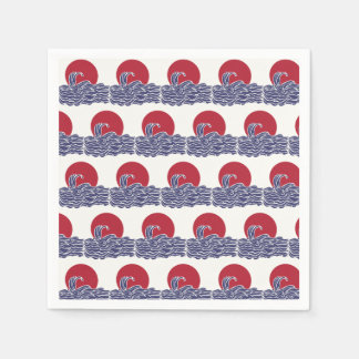 Rode, witte en blauwe oceaan zonsondergang & golve servet