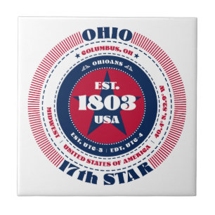 Rode, witte en blauwe Ohio keramische Tegel Tegeltje