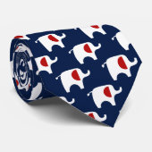 Rode witte en blauwe olifanten stropdas (Opgerold)