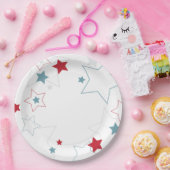 Rode witte en blauwe patriottische sterren papieren bordje (Feest)