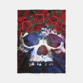 Rode, witte en blauwe schedel fleece deken