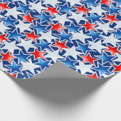 Rode witte en blauwe sterren cadeaupapier (Hoek)