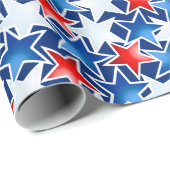 Rode witte en blauwe sterren cadeaupapier (Rol Hoek)