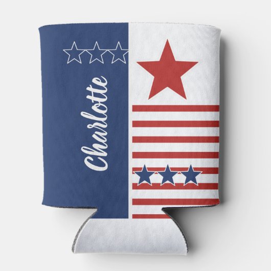 Rode, witte en blauwe sterren en speciale strips blikjeskoeler (Achterkant)