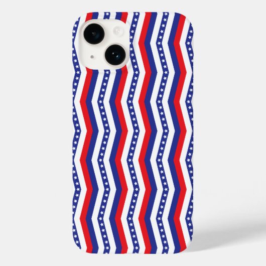 Rode witte en blauwe sterren en strepen Chevron Case-Mate iPhone Case (Achterkant)