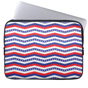 Rode witte en blauwe sterren en strepen Chevron Laptop Sleeve