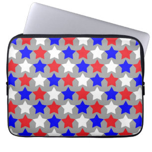 Rode witte en blauwe sterren laptop sleeve