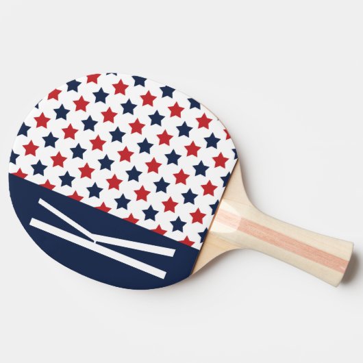 Rode, witte en blauwe sterren tafeltennisbatje (Zijkant)