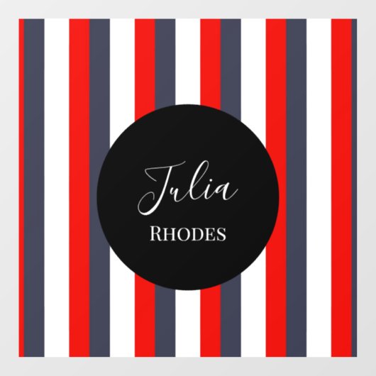 Rode, witte en blauwe strepen aangepaste naam raamsticker (Vel)