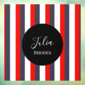 Rode, witte en blauwe strepen aangepaste naam raamsticker (Vel 3)