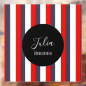 Rode, witte en blauwe strepen aangepaste naam raamsticker (Vel 2)