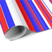 Rode witte en blauwe strepen cadeaupapier (Rol Hoek)