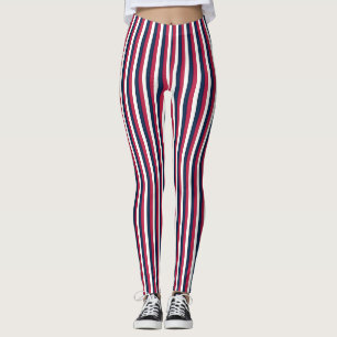 Rode witte en blauwe strepen leggings