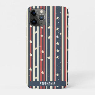 rode, witte en blauwe strepen met sterren (2) iPhone 11 pro hoesje