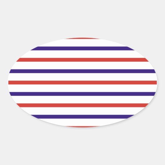Rode witte en blauwe strepen ovale sticker (Voorkant)