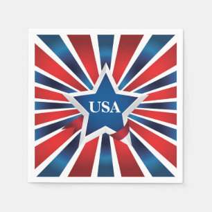 Rode witte en blauwe strepen VS Monogram Servetten