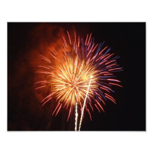 Rode, Witte en Blauwe Vuurwerk I Patriottisch Foto Afdruk
