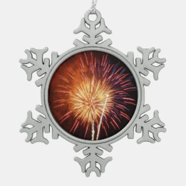 Rode, Witte en Blauwe Vuurwerk I Patriottisch Tin Sneeuwvlok Ornament